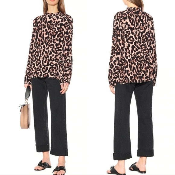 NWT BAUM UND PFERDGARTEN Mei Blouson Sleeve Leopard Print Top Size 40 FR/10 US - Picture 5 of 17